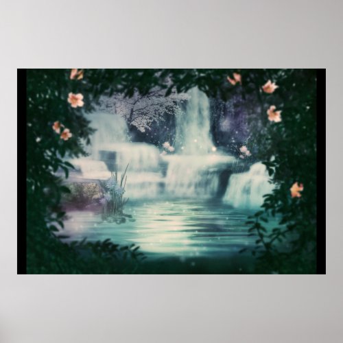 Fantasy Waterfall Cascade  Poster