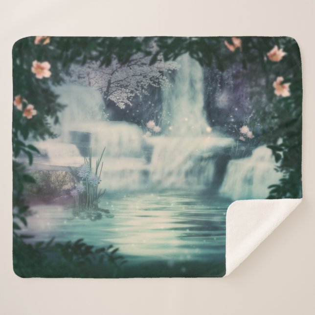 Fantasy Waterfall Cascade Sherpa Blanket (Front (Horizontal))
