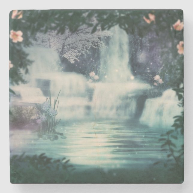 Fantasy Waterfall Cascade Stone Coaster (Front)