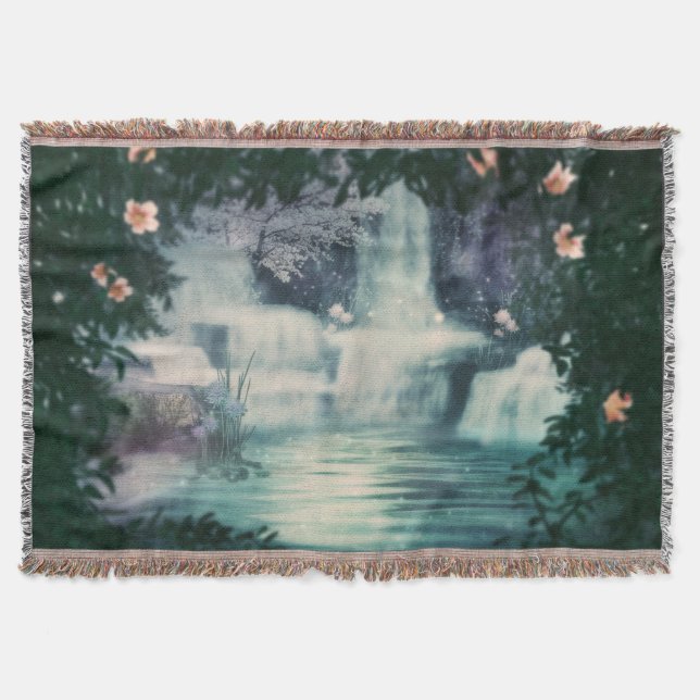 Fantasy Waterfall Cascade Throw Blanket (Front)