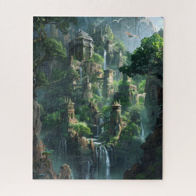 Fantasy Waterfall Kingdom Jigsaw Puzzle (Vertical)