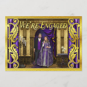 Fantasy Wedding Faux Gold Foil Medieval Engagement Invitation