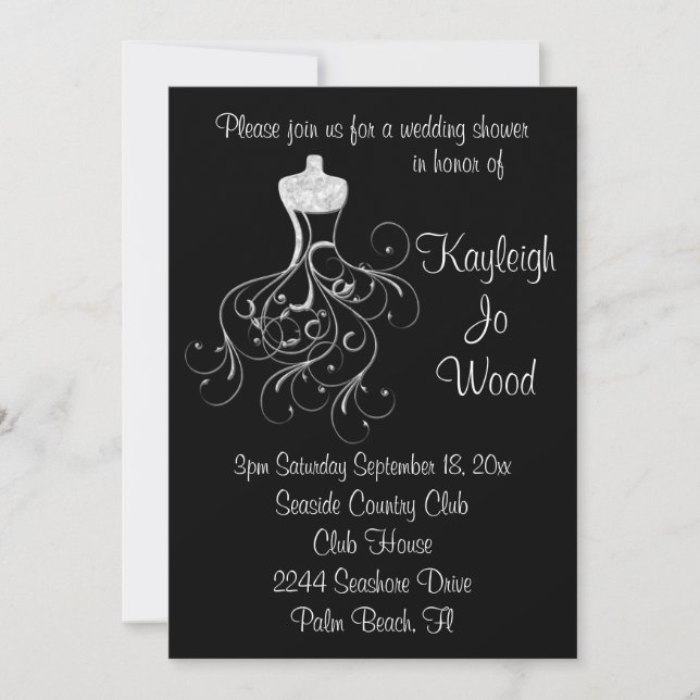 Fantasy Wedding Gown Shower Invitation (Front)