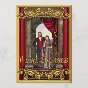 Fantasy Wedding Warm Gold Medieval Engagement Invitation