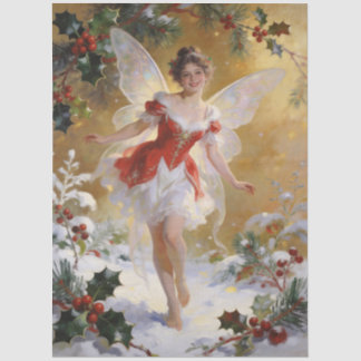 Fantasy Whimsical Winter Fairy Red Holly TMF26 Tissue Paper