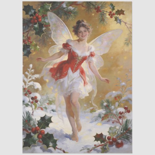 Fantasy Whimsical Winter Fairy Red Holly TMF26 Tissue Paper