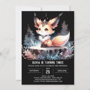 Fantasy Whimsy Fox Birthday digital Invitation