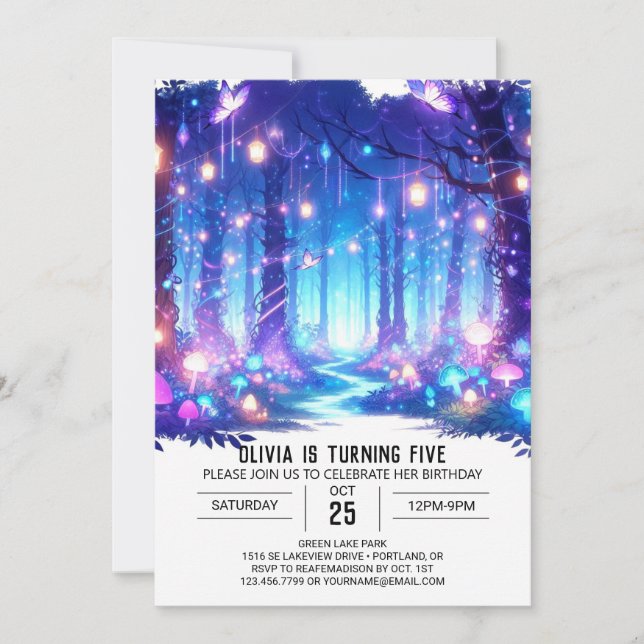 Fantasy Whimsy Woodland Digital Birthday Invitation (Front)