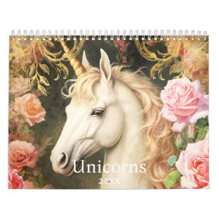 Fantasy White and Black Unicorns Calendar