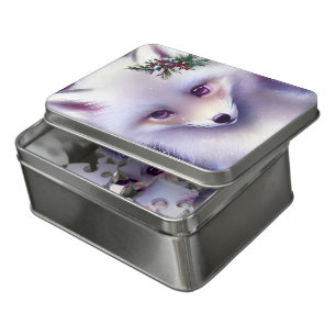 Fantasy White Baby Fox with Lavender Eyes Jigsaw Puzzle