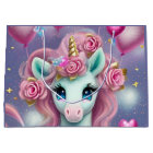 Fantasy White Baby Unicorn with pink Hearts