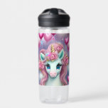 Fantasy White Baby Unicorn with pink Hearts Water Bottle<br><div class="desc">Fantasy White Baby Unicorn with pink Hearts,  this design features a cute Fantasy White Baby Unicorn with pink Hearts. A great design for a girls birthday party or a kid's room or a cute Valentine's Day Gift.</div>