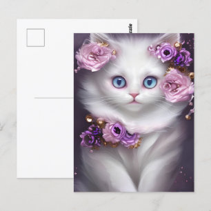 Fantasy White Cat Postcard