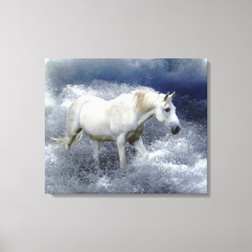 Fantasy White Horse  Ocean Surf Art Print