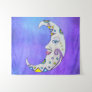Fantasy White Moon Face Brightly Colored Accents Tapestry