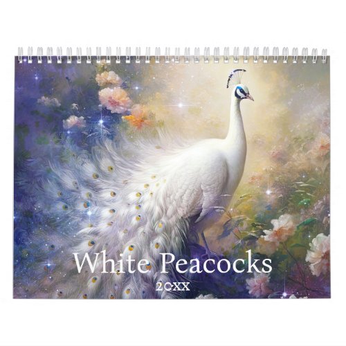 Fantasy White Peacocks Calendar