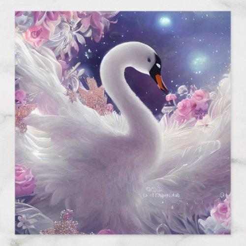 Fantasy White Swan Painting Envelope Liner