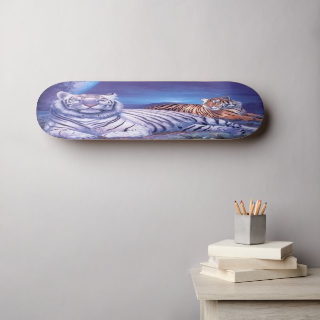 Fantasy White Tiger Cat Skateboard (Wall Art (Horz))