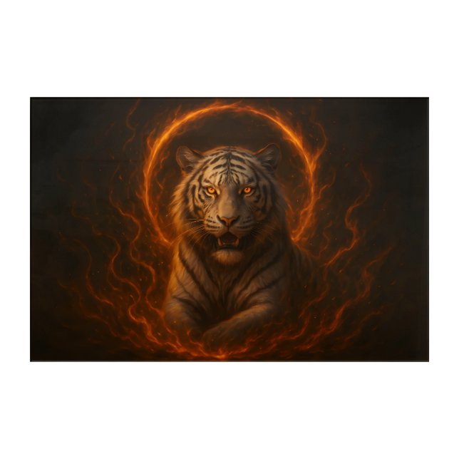 Fantasy White Tiger – Mystic Aura Series | ManJian Acrylic Print (Front)