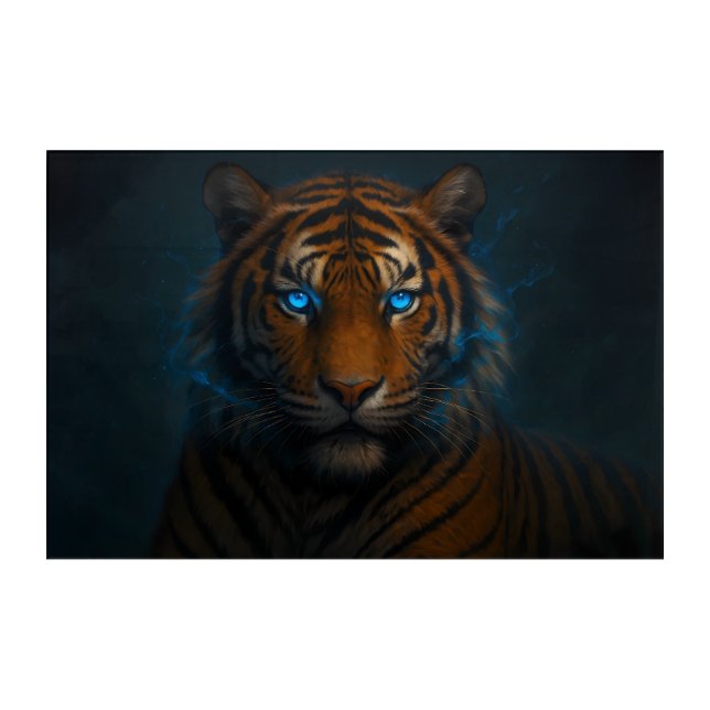 Fantasy White Tiger – Mystic Aura Series | ManJian Acrylic Print (Front)
