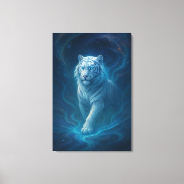 Fantasy White Tiger – Mystic Aura Series | ManJian Canvas Print (Front)