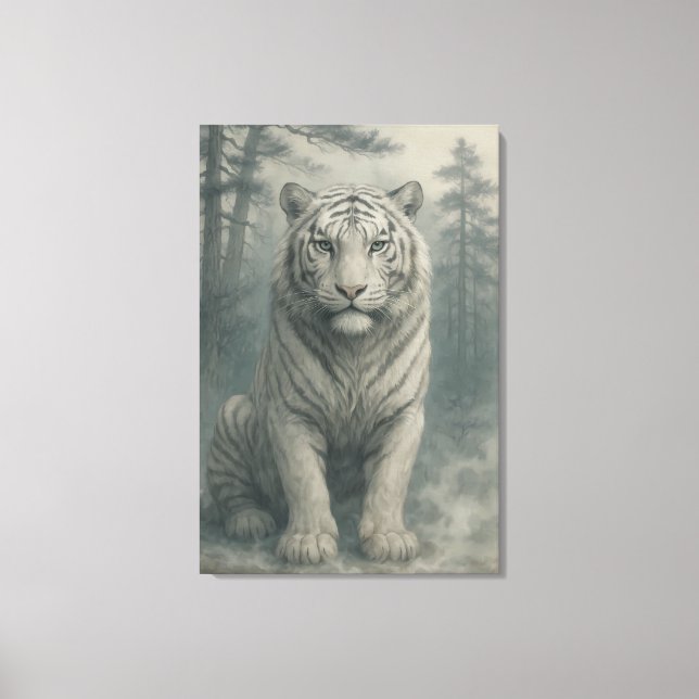Fantasy White Tiger – Mystic Aura Series | ManJian Canvas Print (Front)