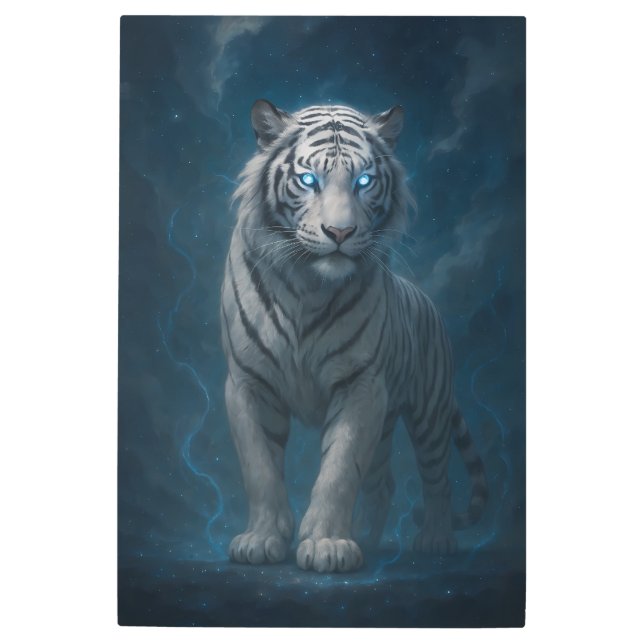 Fantasy White Tiger – Mystic Aura Series | ManJian Metal Print (Front)