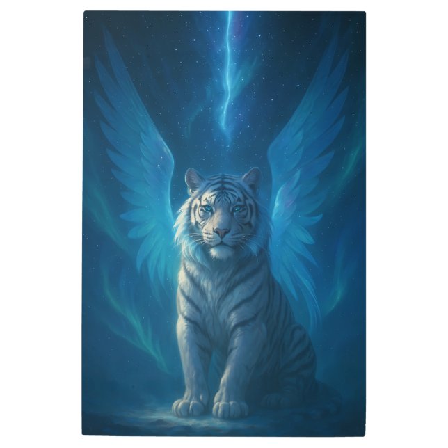 Fantasy White Tiger – Mystic Aura Series | ManJian Metal Print (Front)