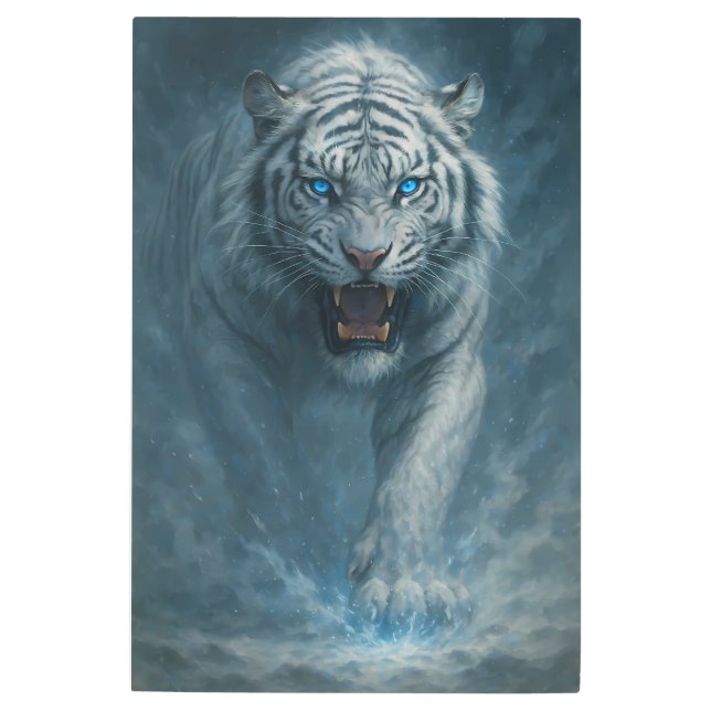 Fantasy White Tiger – Mystic Aura Series | ManJian Metal Print (Front)