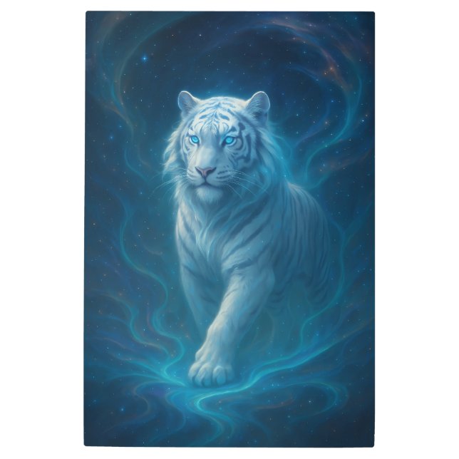 Fantasy White Tiger – Mystic Aura Series | ManJian Metal Print (Front)