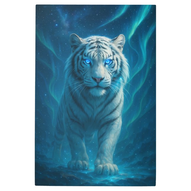 Fantasy White Tiger – Mystic Aura Series | ManJian Metal Print (Front)