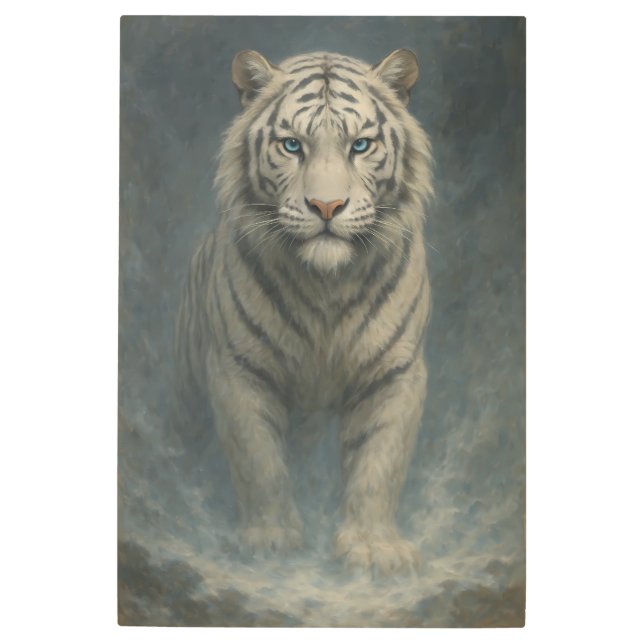 Fantasy White Tiger – Mystic Aura Series | ManJian Metal Print (Front)