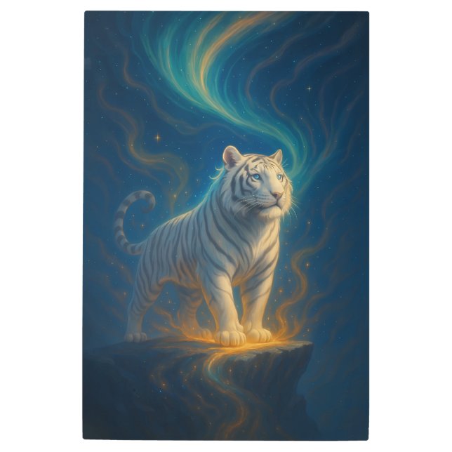 Fantasy White Tiger – Mystic Aura Series | ManJian Metal Print (Front)