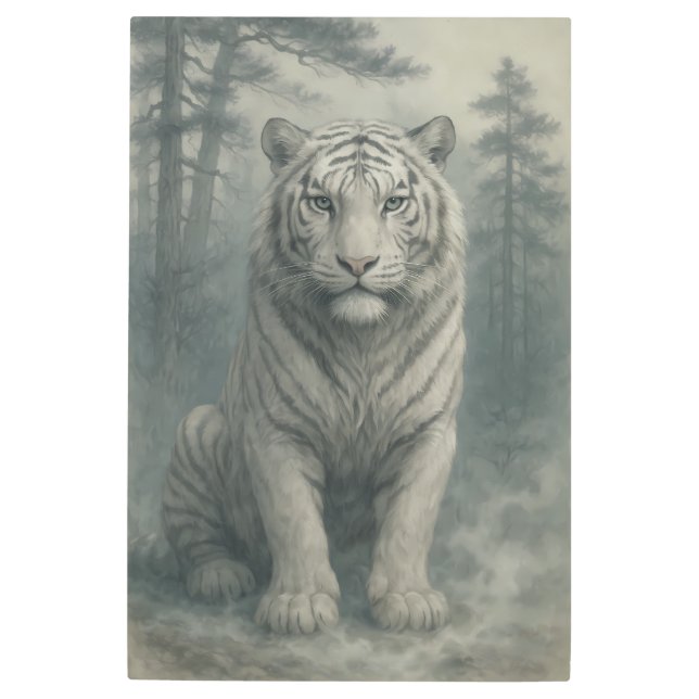 Fantasy White Tiger – Mystic Aura Series | ManJian Metal Print (Front)