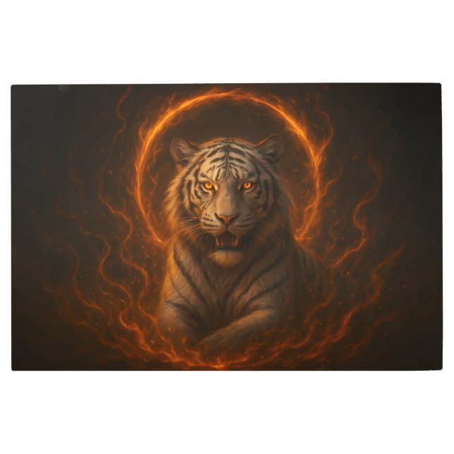 Fantasy White Tiger – Mystic Aura Series | ManJian Metal Print (Front)