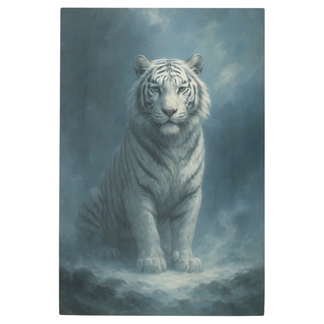 Fantasy White Tiger – Mystic Aura Series | ManJian Metal Print (Front)
