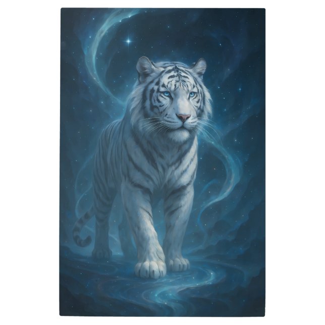 Fantasy White Tiger – Mystic Aura Series | ManJian Metal Print (Front)