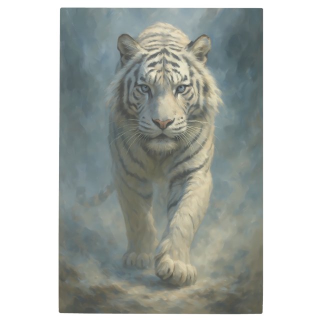 Fantasy White Tiger – Mystic Aura Series | ManJian Metal Print (Front)