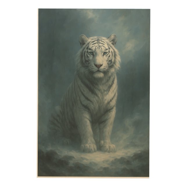 Fantasy White Tiger – Mystic Aura Series | ManJian Wood Wall Art (Front)