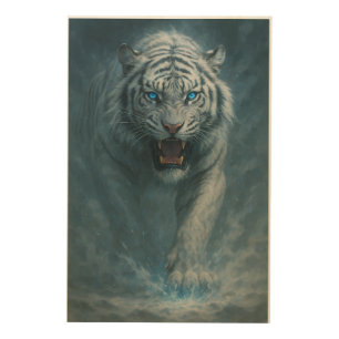 Fantasy White Tiger – Mystic Aura Series   ManJian Wood Wall Art