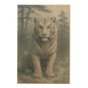 Fantasy White Tiger – Mystic Aura Series   ManJian Wood Wall Art