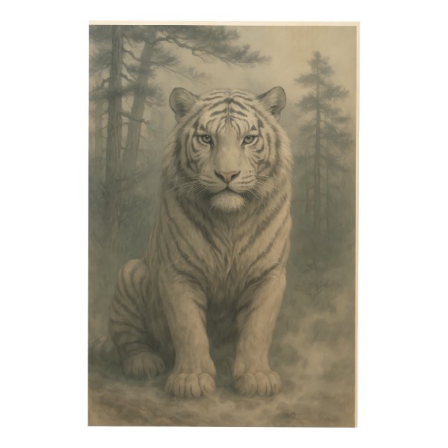 Fantasy White Tiger – Mystic Aura Series | ManJian Wood Wall Art (Front)