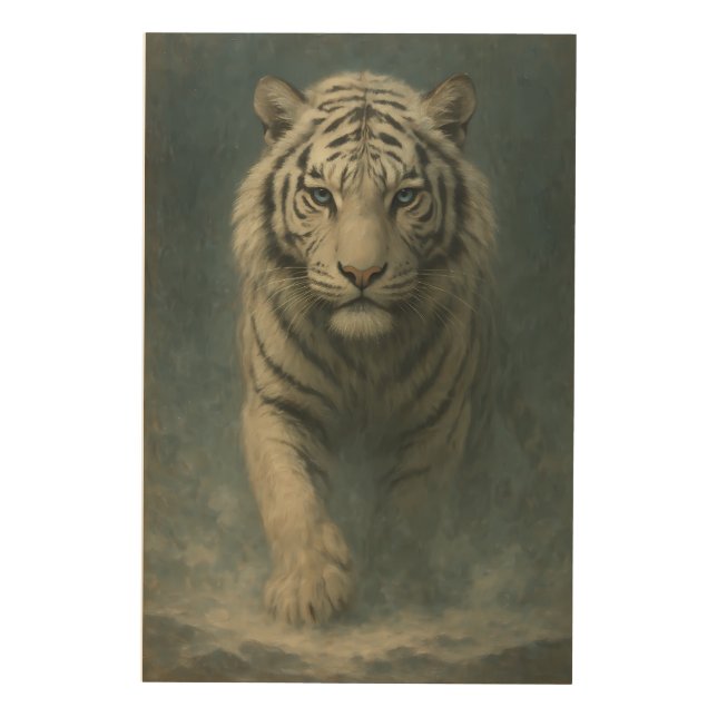 Fantasy White Tiger – Mystic Aura Series | ManJian Wood Wall Art (Front)