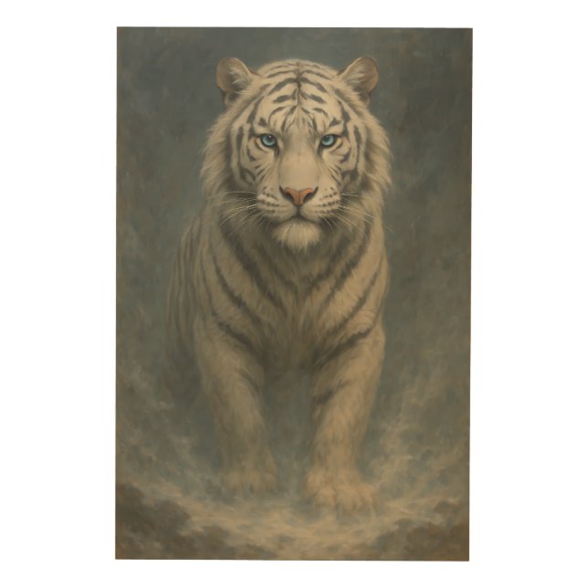Fantasy White Tiger – Mystic Aura Series | ManJian Wood Wall Art (Front)