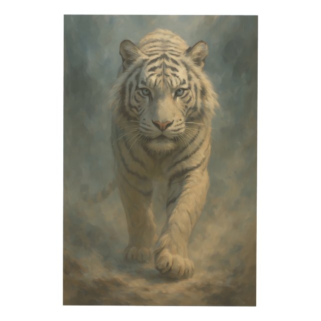 Fantasy White Tiger – Mystic Aura Series | ManJian Wood Wall Art (Front)