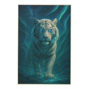 Fantasy White Tiger – Mystic Aura Series   ManJian Wood Wall Art