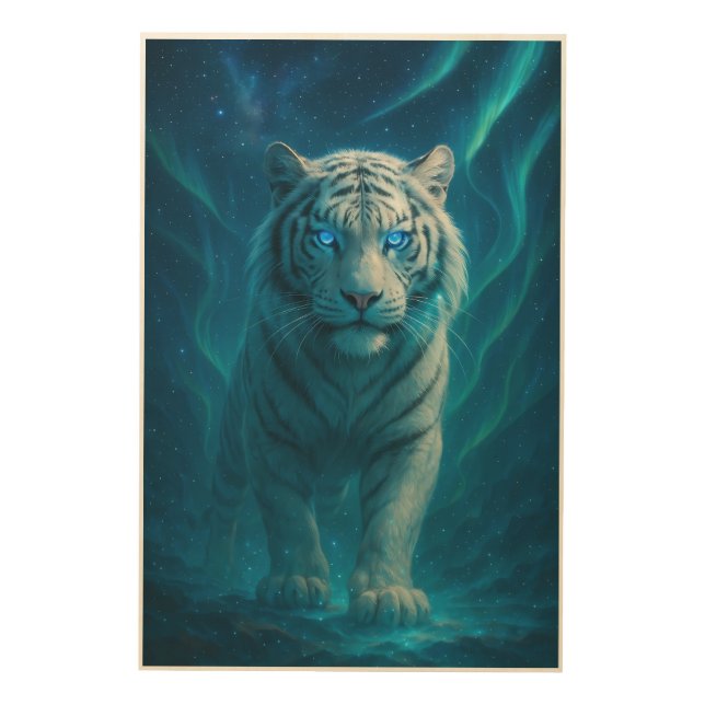 Fantasy White Tiger – Mystic Aura Series | ManJian Wood Wall Art (Front)