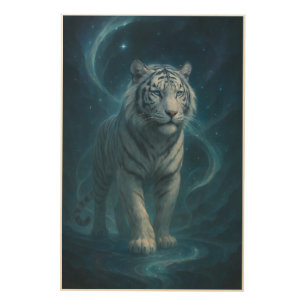 Fantasy White Tiger – Mystic Aura Series   ManJian Wood Wall Art