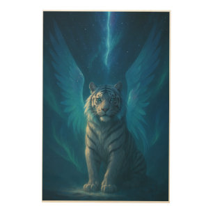 Fantasy White Tiger – Mystic Aura Series   ManJian Wood Wall Art