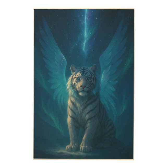 Fantasy White Tiger – Mystic Aura Series | ManJian Wood Wall Art (Front)